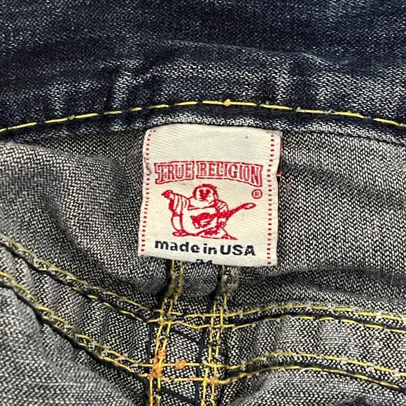 True Religion Vintage Y2K Mens Jeans 34x34 Yellow/Orange Stitching Flap Pocket - Picture 7 of 16